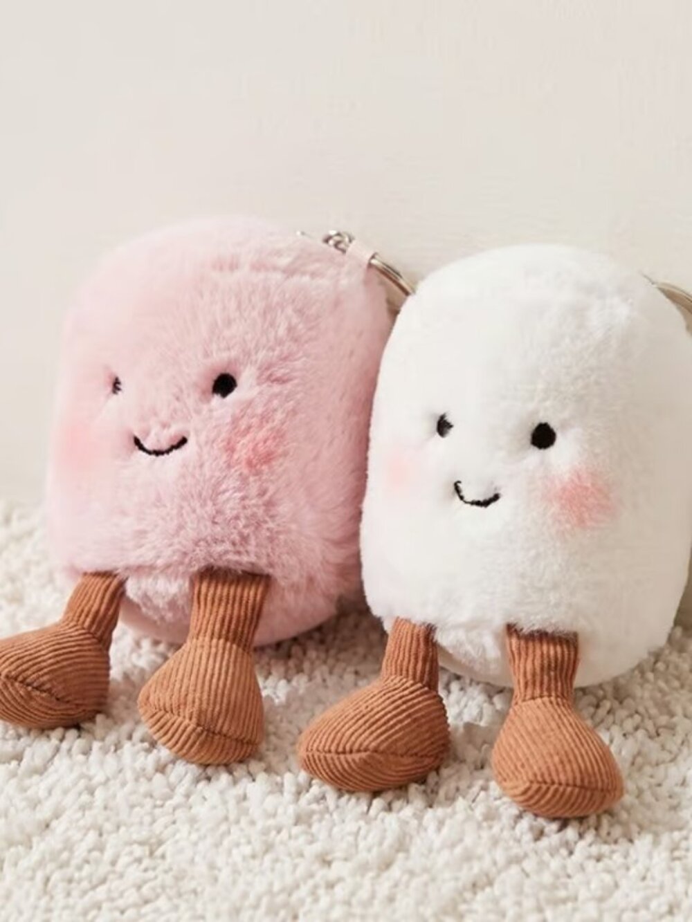 NWT Jellycat Amuseables Pair of Marshmallows Bag Charm Plush Keychain - Picture 4 of 6